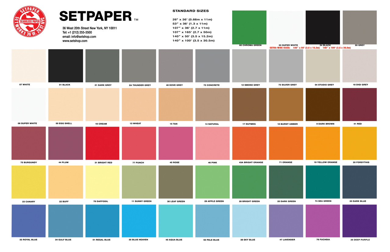 SETPAPER COLOR CHART (E-MAIL COLOR CHART)